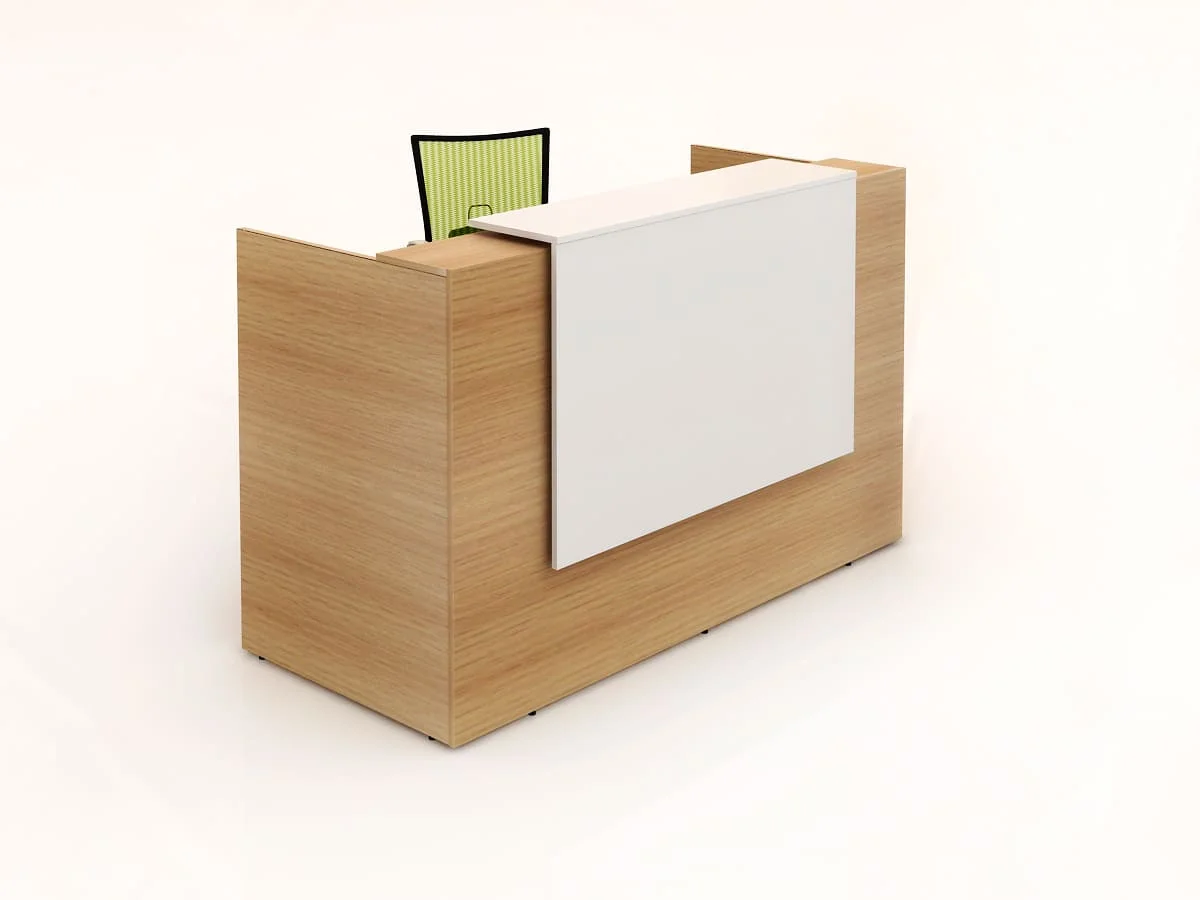 كاونتر استقبال خشب مودرن – تصميم مخصص للمكاتب والعيادات | Ruto Office Furniture